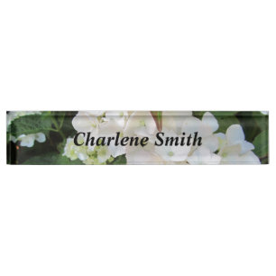 White Hydrangeas Nameplate