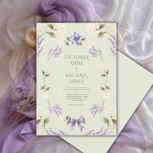 White Hydrangeas Purple Floral Elegant Invitation