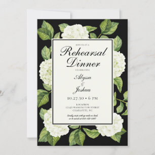 White Hydrangeas QR Code Rehearsal Dinner Invitation