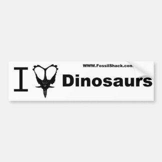 White I love Dinosaurs Bumper Sticker