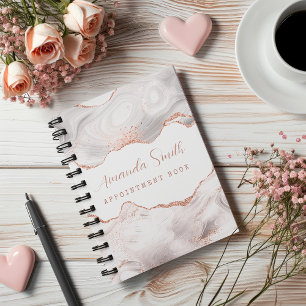 White I Rose Gold Glitter Agate Appointment Book  Planner