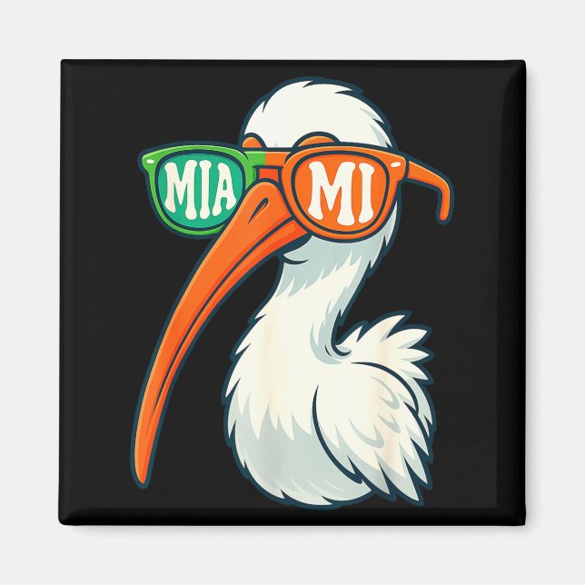 White Ibis With Sungles American Vintage Style  Magnet (Front)