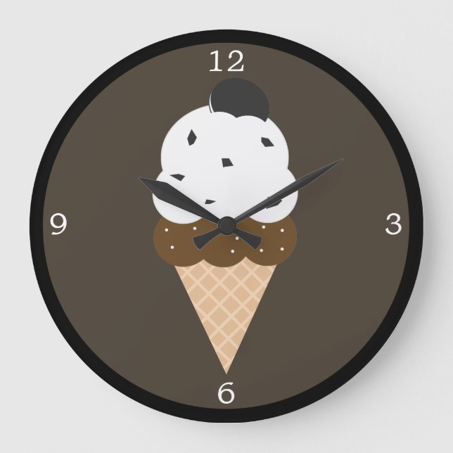 White Ice Cream Cone Large Clock (Front)