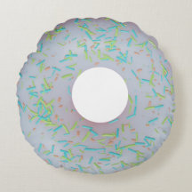 White iced donut round cushion