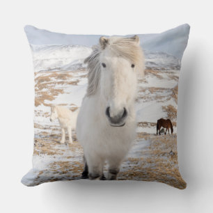 White Icelandic Horse, Iceland Throw Pillow
