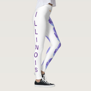 White Illinois State Flower Blue Violet Leggings