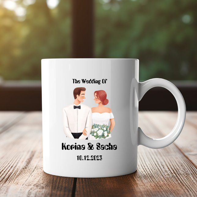 White Illustration Wedding Gift Print Mug (Creator Uploaded)