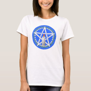 White Imbolc Pentagram with Snowdrops T-Shirt