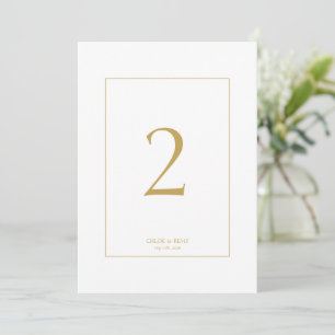 White Imitation Gold Frame Wedding Table Number