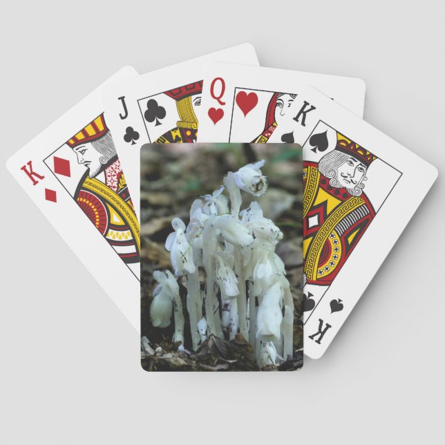White Indian Pipe Ghost Flower Wildflowers  Playing Cards (Back)