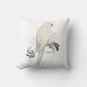 White Indian Ringneck Parrot Throw Pillow