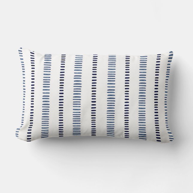 White Indigo Blue Lumbar Pillow (Front)