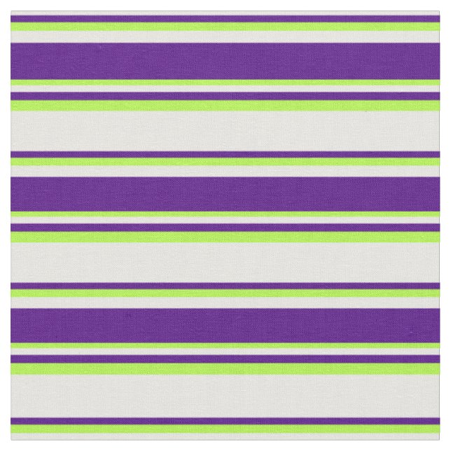 White, Indigo & Light Green Coloured Lines Pattern Fabric (Close Up)
