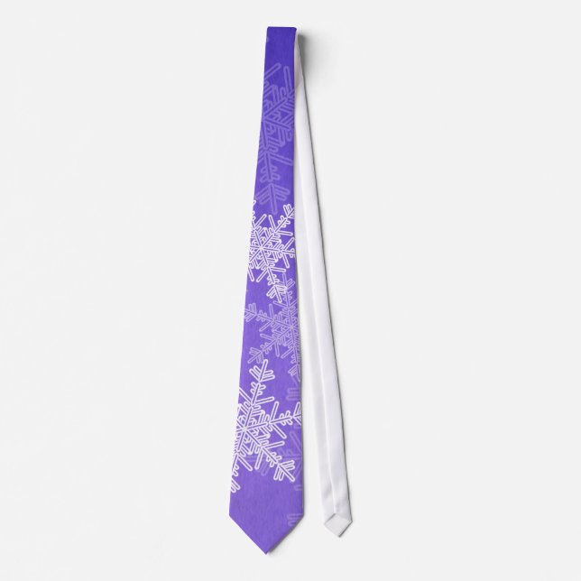 White Indigo Snowflakes Minimalist Christmas Name Tie (Front)