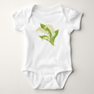 White Infant Creeper: Lily of the Valley Baby Bodysuit