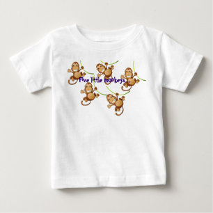 White Infant T-shirt with Five Little Monkeys...