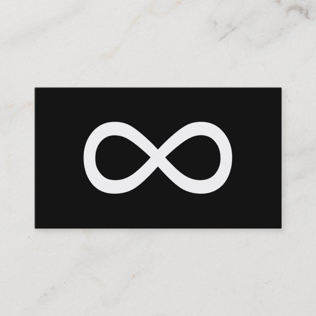 White Infinity Symbol Business Card (Front)