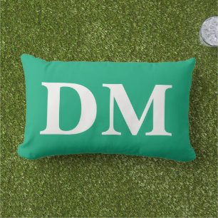 White Initials trendy natural green summer style Lumbar Pillow