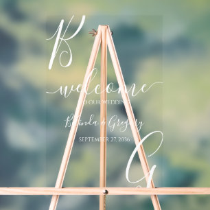 White Initials Wedding Welcome Sign
