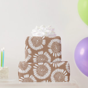 White Ink Daisy Wrapping Paper