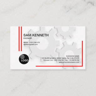 White Innocence Three Gears Engineer Business Card
