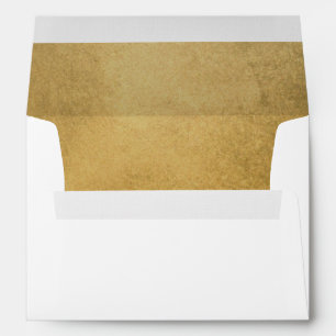 White, Inside Gold Foil, Elegant Monogram Wedding Envelope