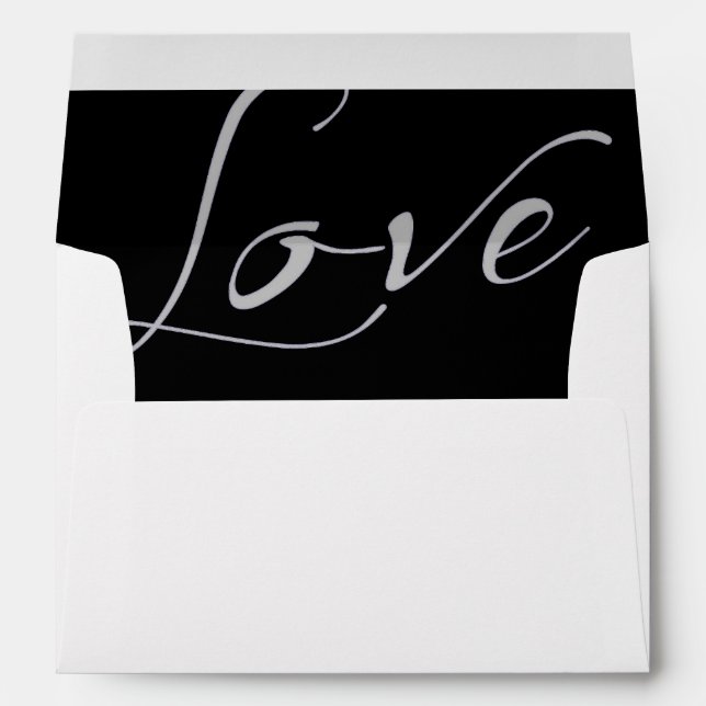White Invitation Envelope with a Grey Love Liner (Back (Bottom))