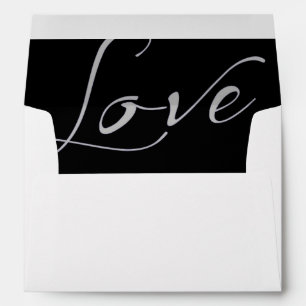 White Invitation Envelope with a Grey Love Liner