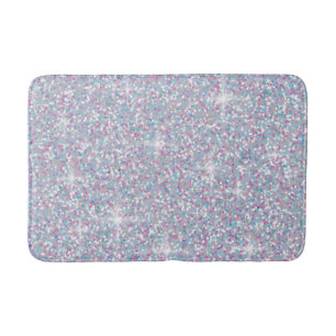 White iridescent glitter bath mat