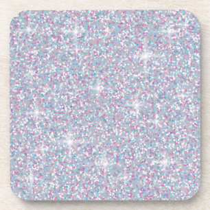 White iridescent glitter coaster
