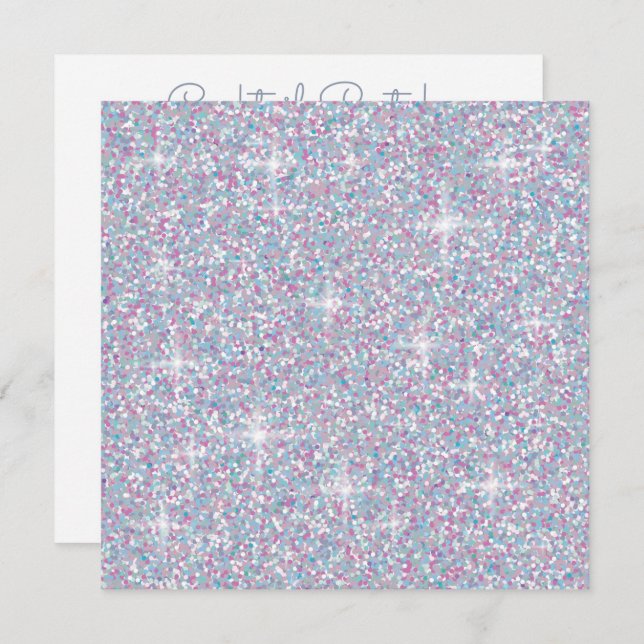 White iridescent glitter invitation (Front/Back)
