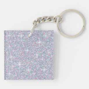 White iridescent glitter keychain
