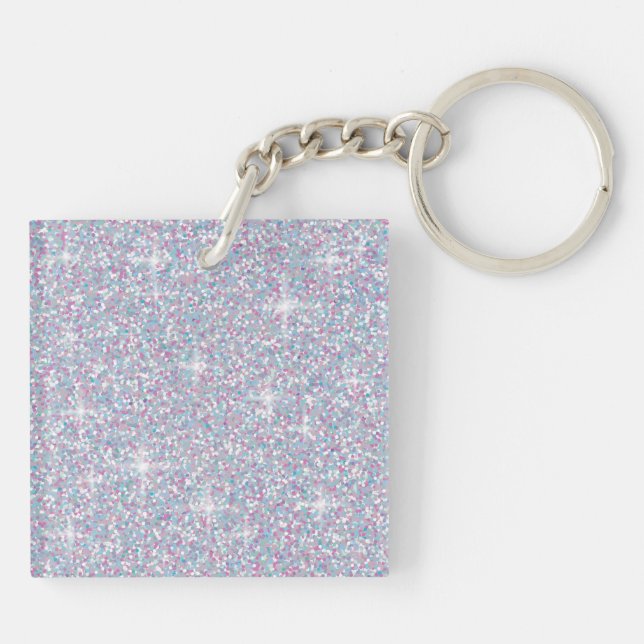 White iridescent glitter keychain (Back)