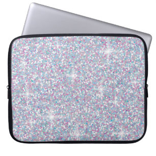 White iridescent glitter laptop sleeve