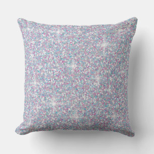 White iridescent glitter throw pillow