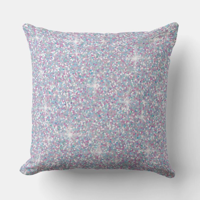 White iridescent glitter throw pillow (Front)