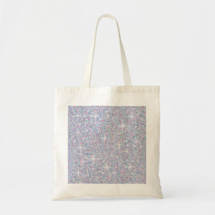 White iridescent glitter tote bag