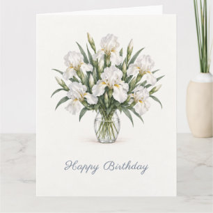 White Iris Birthday Card
