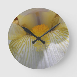 White Iris Flower Photograph Round Clock