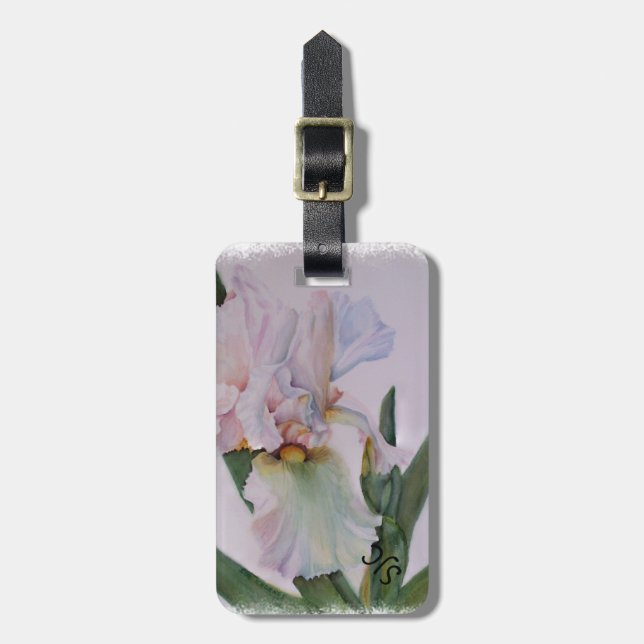 WHITE IRIS PERSONALIZED LUGGAGE TAG (Front Vertical)