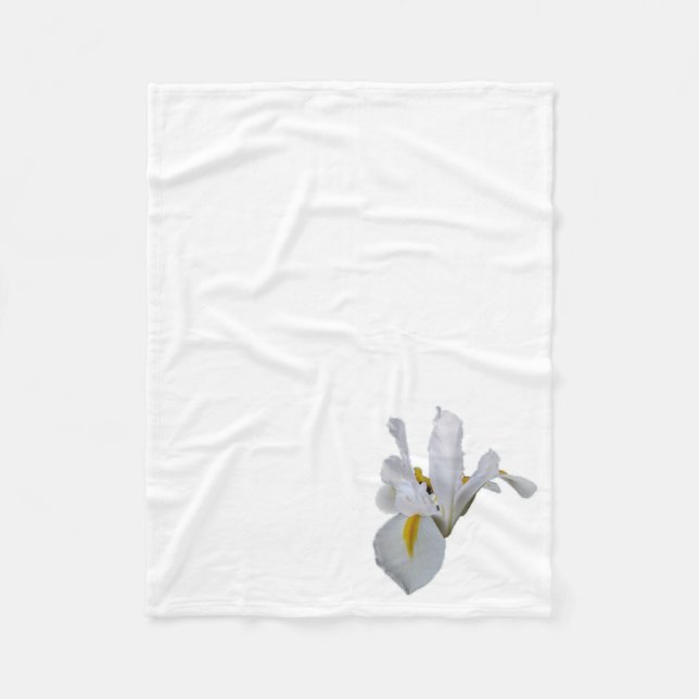 White Iris with Yellow Center Fleece Blanket (Front)