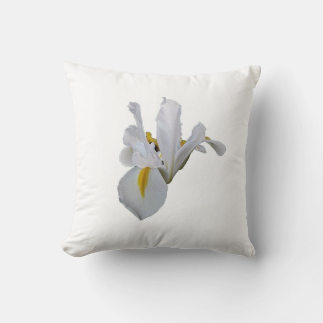 White Iris With Yellow Center Throw Pillow (Front)