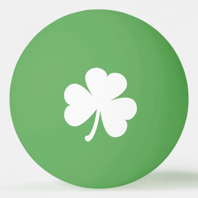 White Irish Shamrock | Green Ping Pong Ball (Front)
