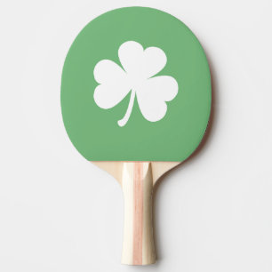 White Irish Shamrock Green Ping Pong Paddle