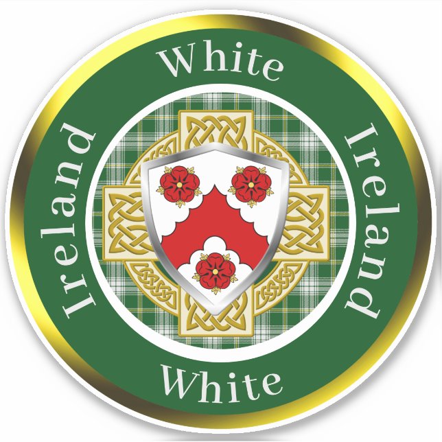 White Irish Shield/Celtic Cross Personalized (Front)