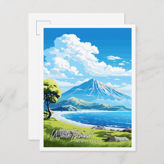 White Island New Zealand vintage travel Postcard (Front/Back)