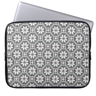 White isolated lace on CUSTOMIZE black background Laptop Sleeve