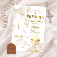 White Ivory Bow Coquette Rosary Primera Comunion