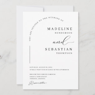 White Ivory Elegant Modern Arch Photo Wedding Invitation