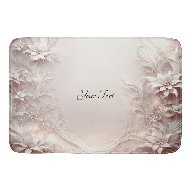 White Ivory Floral Bath Mat (Front)